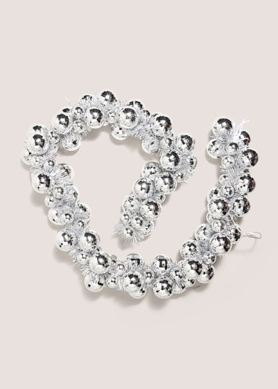 Joyful Silver Disco Pre Lit Bauble Garland