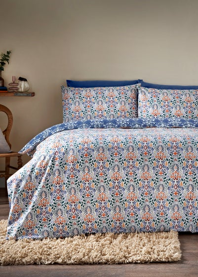 Blue Fruit Damask Duvet Set