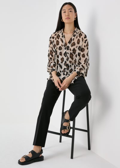 Et Vous Beige Leopard Print Shirt