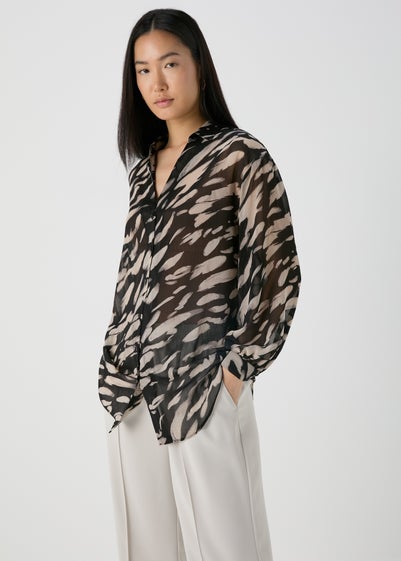 Et Vous Black Brush Print Shirt