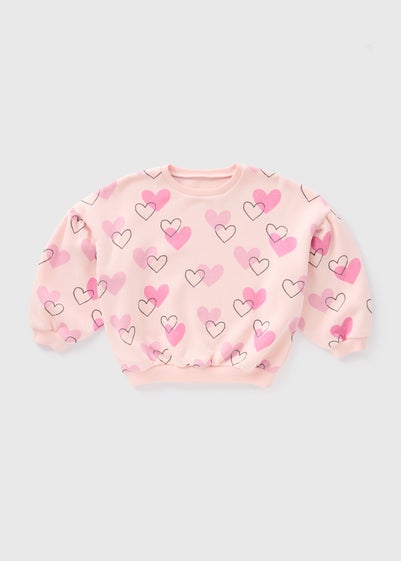 Girls Pink Heart Sweatshirt (1-7yrs)