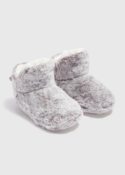 Grey Fur Boot Slipper (Younger 10-Older 5)