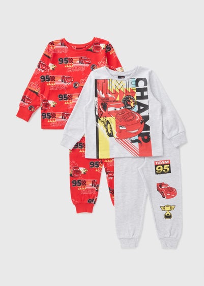 Disney 2 Pack Kids Red Cars Lightening McQueen Pyjama Set (1-7yrs)