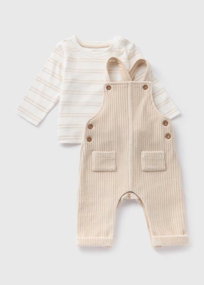 Baby Beige Cord Top & Dungaree Set (Newborn-23mths)