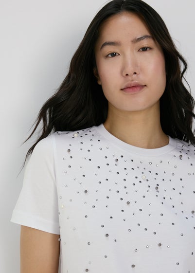 White Embellished T-Shirt