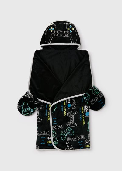 Black Gamer Hooded Blanket