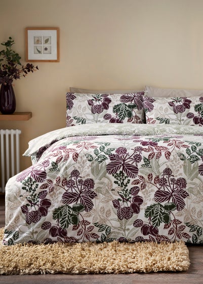 Purple Winter Floral Duvet Set