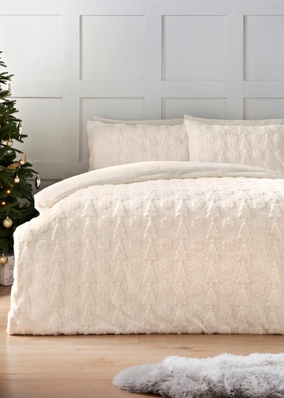 Wondrous Cream Snowflake Fleece Duvet Set