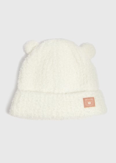 Baby Cream Fluffy Bear Beanie (Newborn-24mths)