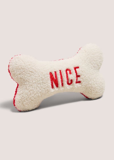 Red Naughty Or Nice Bone Dog Toy