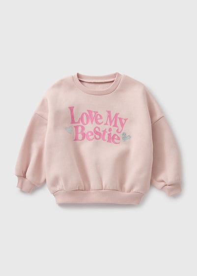 Girls Pink Love My Bestie Sweatshirt (1-7yrs)