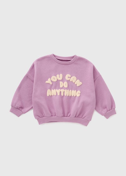 Girls Lilac You Can Do Anything Sweatshirt (1-7yrs)