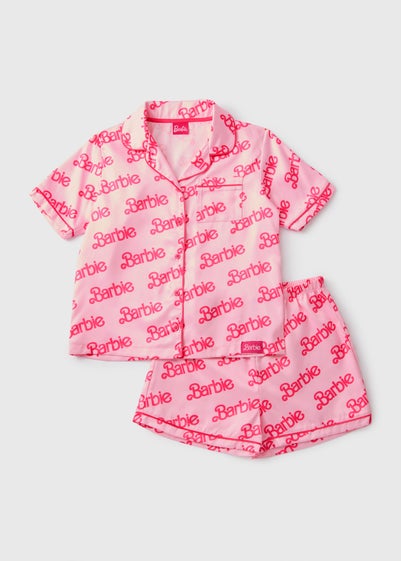 Barbie Girls Pink Satin Pyjama Set (Younger 4-12yrs)