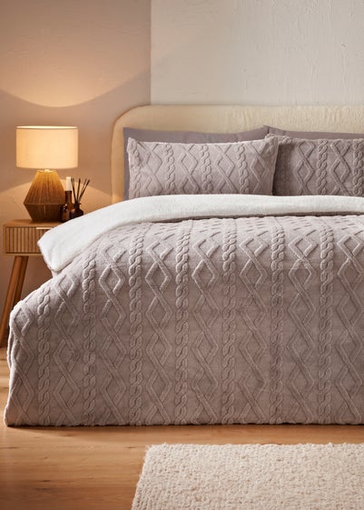 Grey Cable Knit Duvet Set