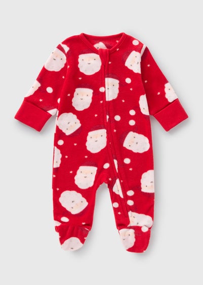 Baby Red Santa Fleece Sleepsuit (Newborn-18mths)