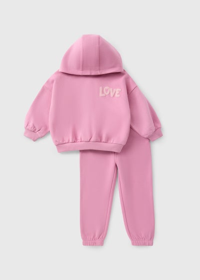 Girls Pink Love Hoodie & Jogging Bottoms Set (1-7yrs)