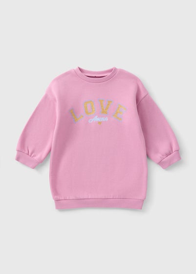 Girls Pink Love Sweater Dress (1-7yrs)