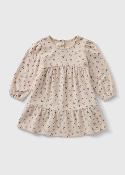 Girls Cream Floral Printed Dress (1-7yrs)