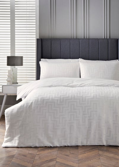 White Greek Jacquard Duvet Set