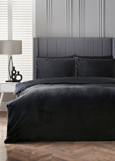 Black Velvet Trim Duvet Set