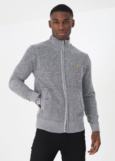 Brave Soul Grey Funnel Neck Zip Through Knitted Jumper