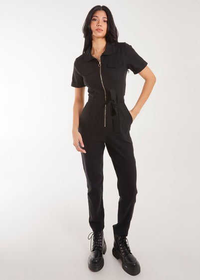 Pink Vanilla Black Zip Front Boilersuit