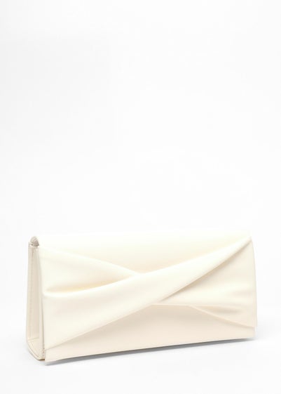 Quiz Cream Faux Leather Twist Clutch Bag