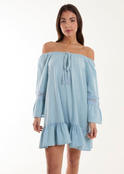 Blue Vanilla Blue Lace Trim Tunic Dress