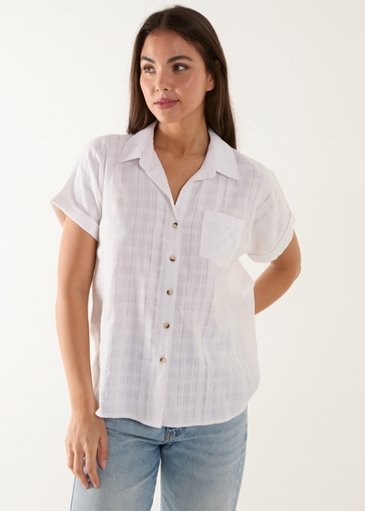 Blue Vanilla White Button Front Shirt