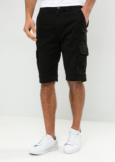 Threadbare Black Bute Cotton Cargo Shorts