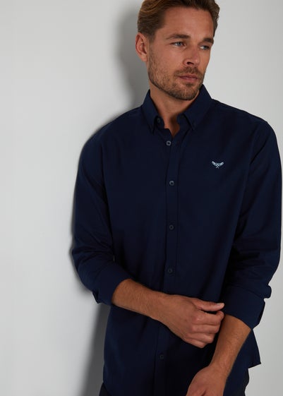 Threadbare Navy Oxford Cotton Long Sleeve Shirt