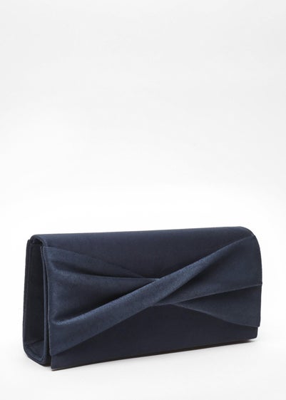 Quiz Navy Faux Suede Twist Clutch Bag