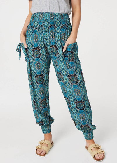 Izabel London Green Printed Pull On Tapered Pants