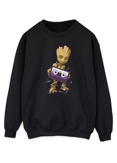 Guardians Of The Galaxy Groot Cosmic Tape Black Printed Sweatshirt