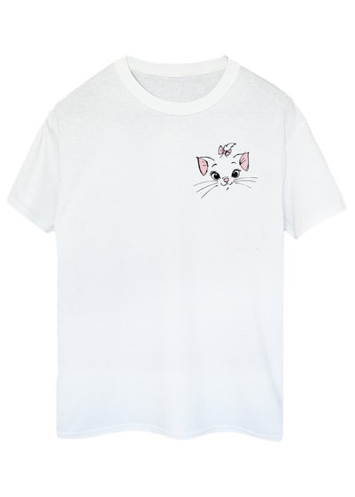 Disney The Aristocats Marie Face White Printed Boyfriend Fit T-Shirt