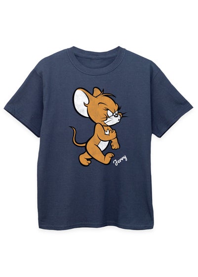 Tom & Jerry Kids Navy Angry Mouse Printed T-Shirt (3-13 yrs) - Age 12-13 Years