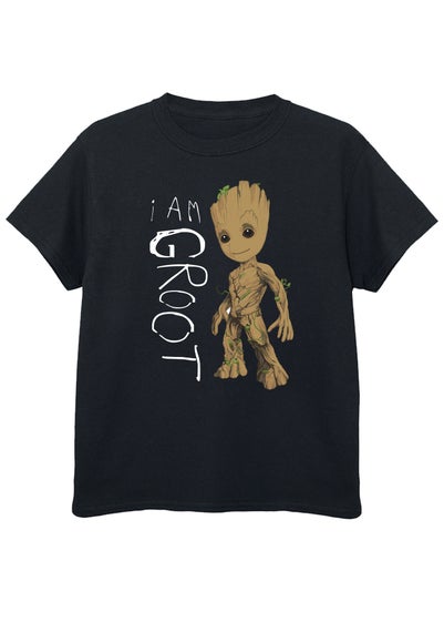 Marvel Kids Black Guardians Of The Galaxy Groot Scribbles Printed T-Shirt (3-13 yrs) - Age 12-13 Years