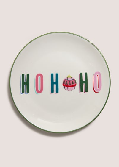 Joyful Cream Christmas Slogan Side Plate