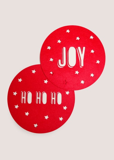 2 Pack Joyful Red Slogan Felt Placemats