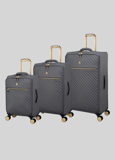 IT Luggage Grey Enliven Soft Suitcase