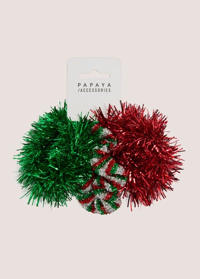 3 Pack Multicoloured Tinsel Scrunchies