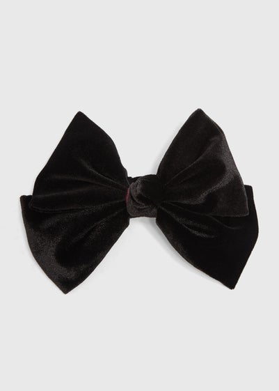 Black Velour Bow Clip