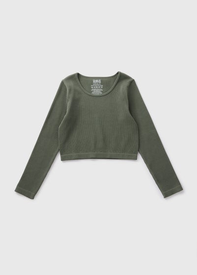 Girls Khaki Long Sleeve Seamless Top (7-15yrs)