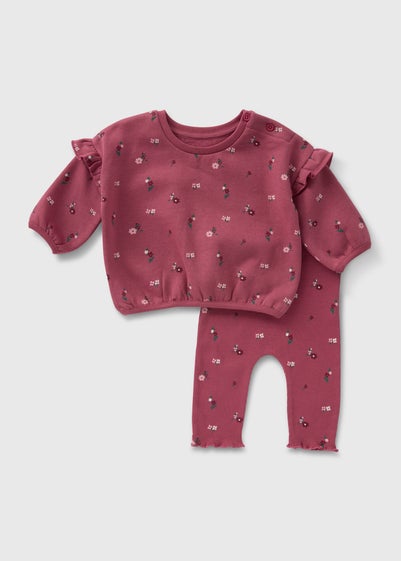 Baby Burgundy Floral Top & Legging Set (Newborn-23mths)