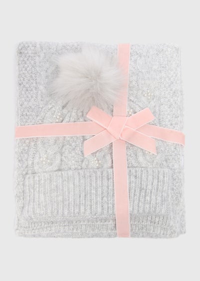 2 Piece Grey Hat & Scarf Gift Set