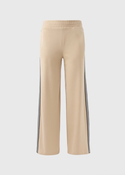 Stone Side Stripe Wide Leg Trousers