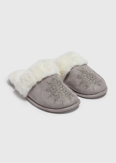 Stone Snowflake Mule Slippers