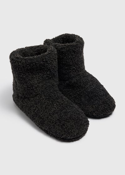 Charcoal Fluffy Gown Slipper Boots