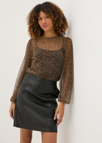 Brown Animal Mesh Blouse