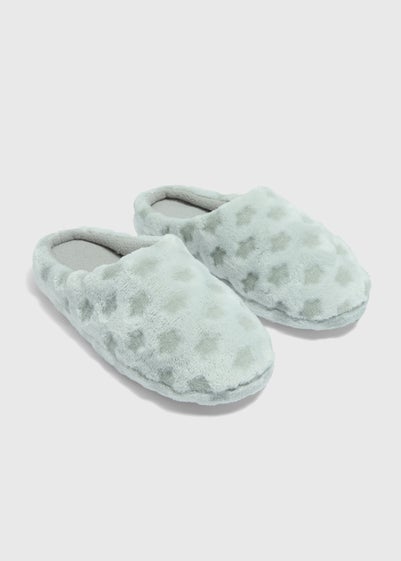 Kids Grey Star Mule Slippers (Younger 10-Older 6)